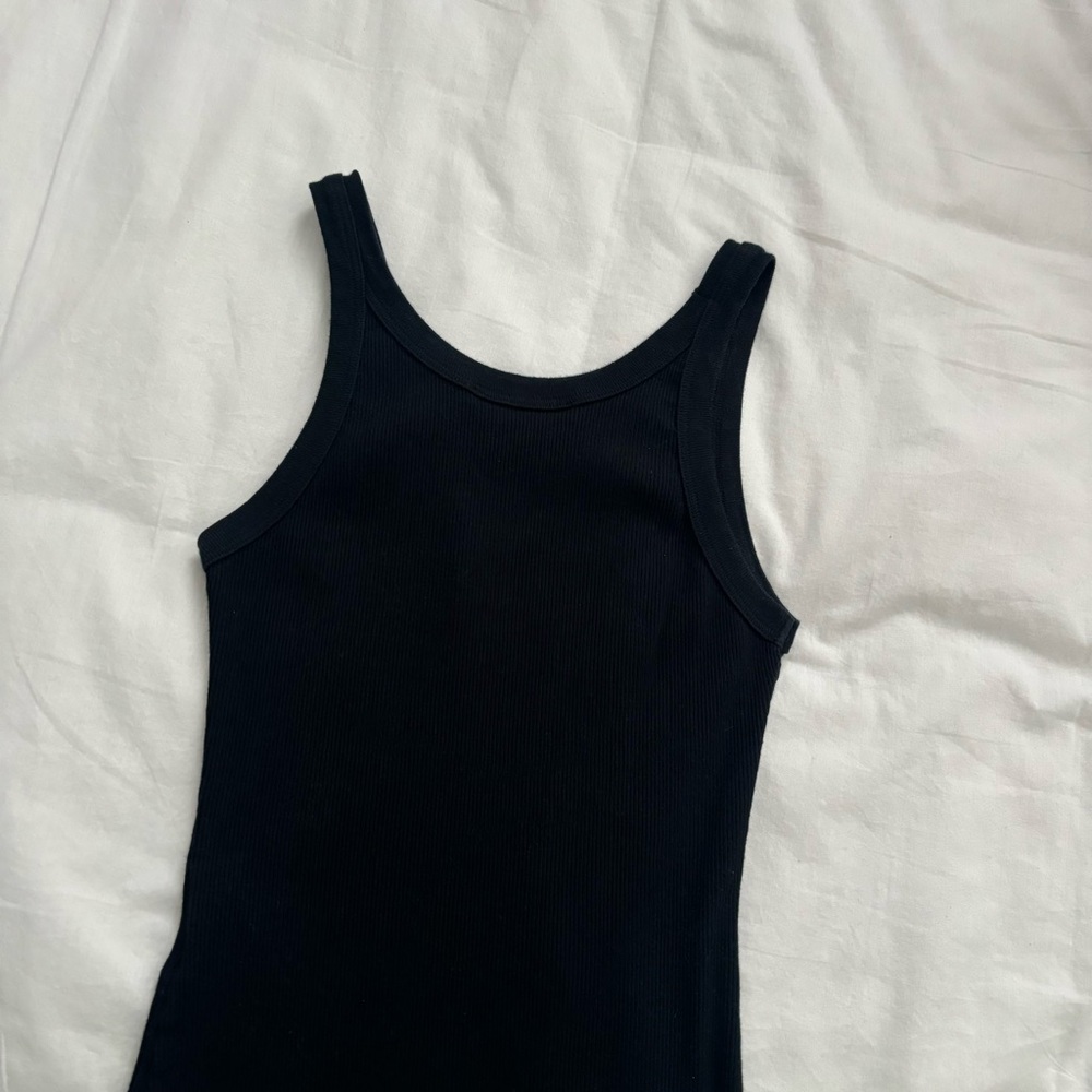 Dolce & Gabbana Black Ribbed Tank with Italian Shield Patch - Picture 3 of 7